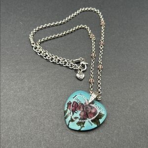 Brighton Vintage Flora Strength Hope and Love flower heart necklace